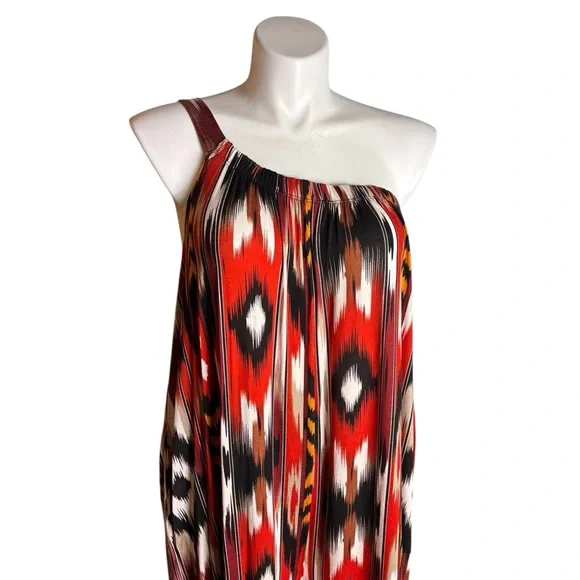 ILLORD Black Rust White Print One-Shoulder Jumpsuit Vacation Cruise Plus Size - Picture 3 of 7